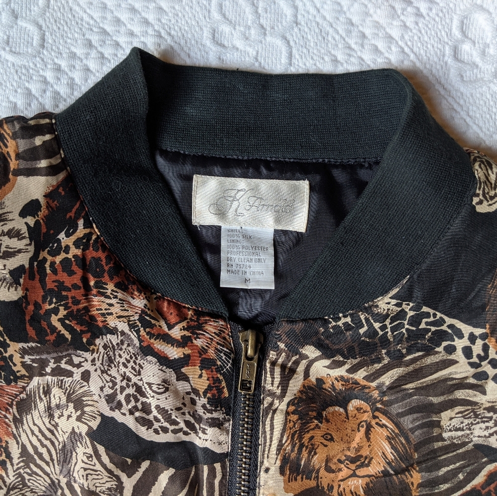 Vintage Silk Bomber Jacket covered in Animals!!